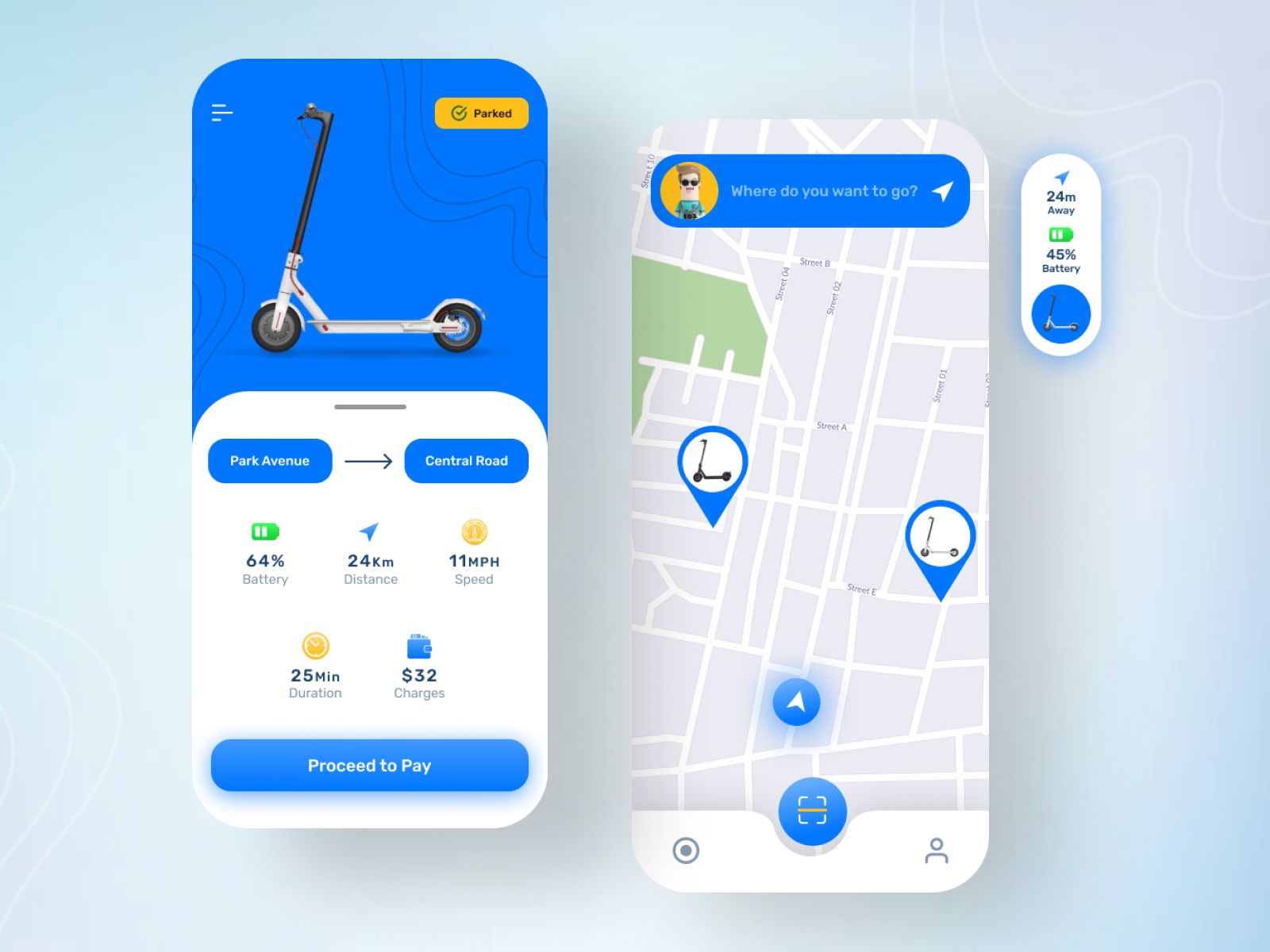 The app provides multiple payment options, allowing users to easily pay for rides