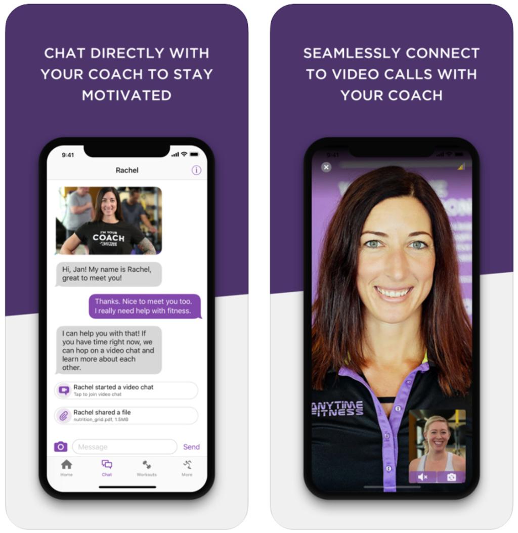 Advanced chatting functionality in the Anytime Fitness app 