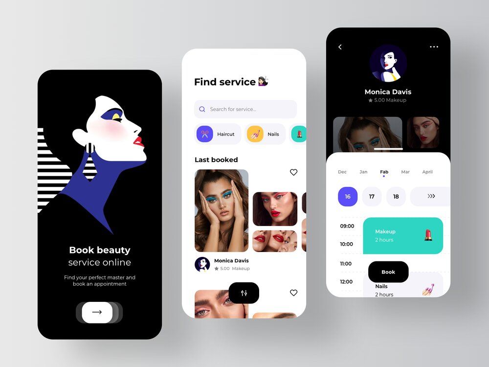 In-advance booking type of business could opt for allowing booking appointments via a website (*image by [RD UX/UI](https://dribbble.com/rondesignlabuxui){ rel="nofollow" target="_blank" .default-md}*)