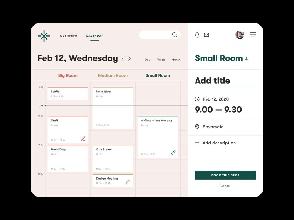 Booking Tool with an appointment management (*image by [Olga Vajagić](https://dribbble.com/olgavajagic){ rel="nofollow" target="_blank" .default-md}*)