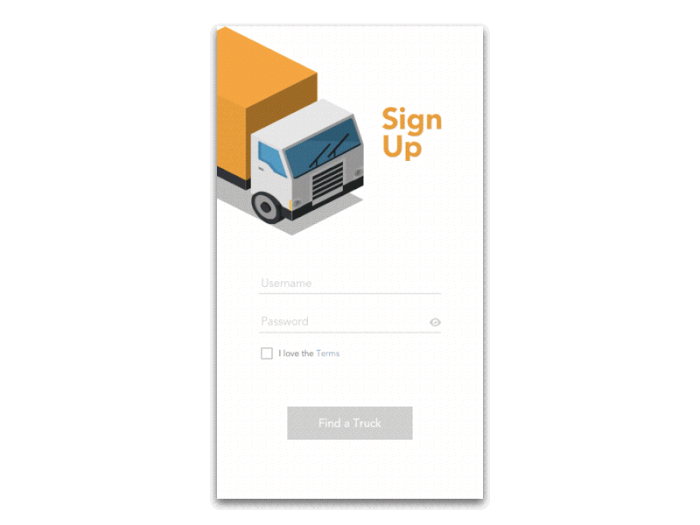 Sign Up is where it all starts in logistics apps (*image by [Mike Williams](https://dribbble.com/mikeydonuts){ rel="nofollow" .default-md}*)