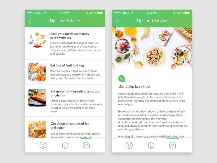 An example of a nutrition tracker app with a blog