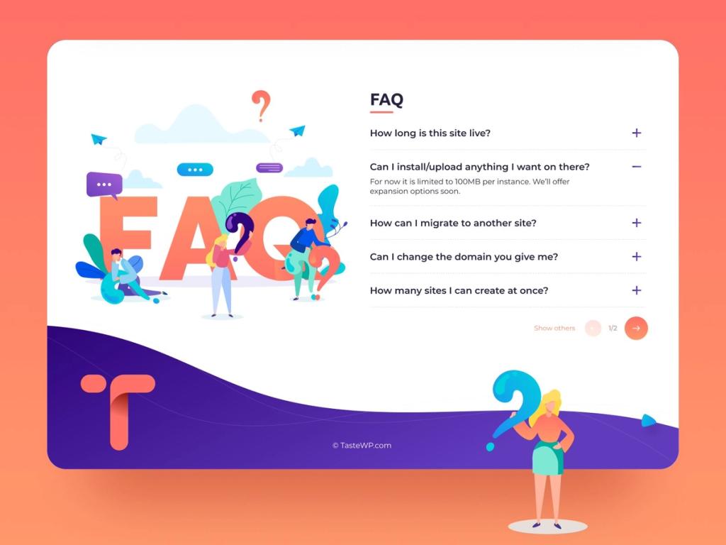 Customer support in form of FAQ 