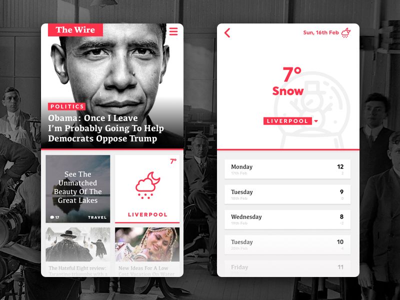 The concept of a news weather app which perfectly suits online media publishers (*image by [Stefan Savić](https://dribbble.com/savicstefan){ rel="nofollow" .default-md}*)