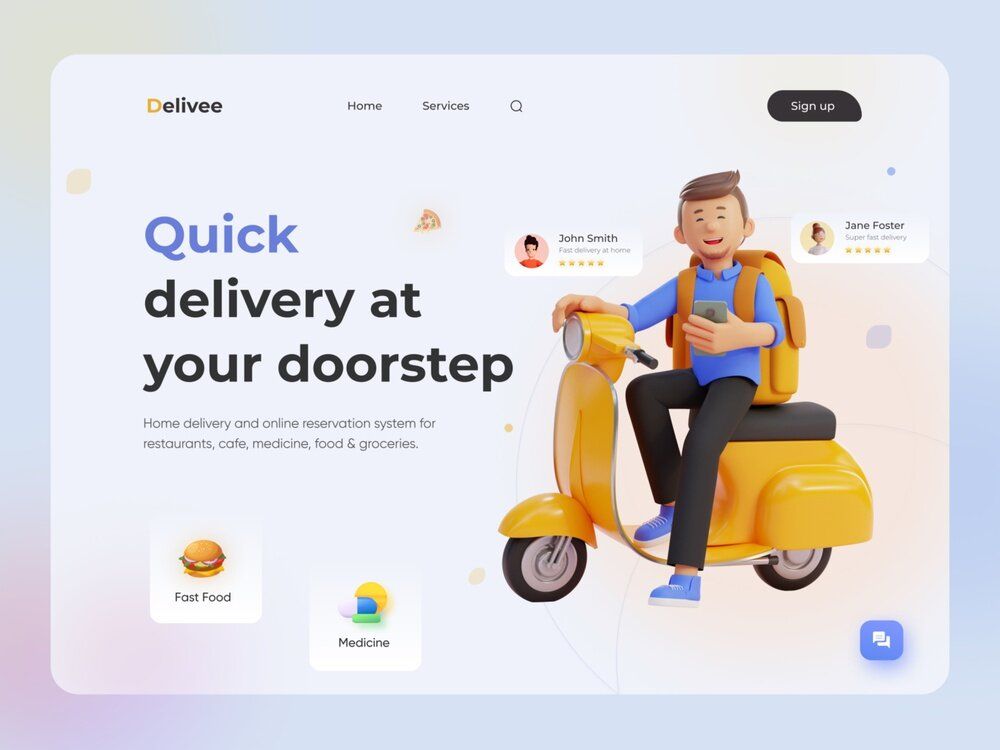 Local food delivery that also offers medicine delivery services (*image by [Rakib Kowshar](https://dribbble.com/rakibkowshar){ rel="nofollow" target="_blank" .default-md}*)