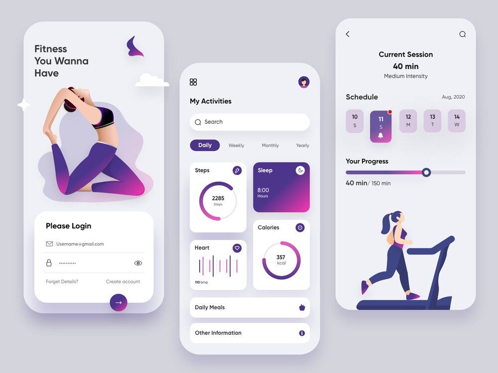 To convert websites into mobile applications, you can either use an app builder or have a custom app design (*image by [Hira Riaz🔥](https://dribbble.com/Hirariaz4){ rel="nofollow" target="_blank" .default-md}*)