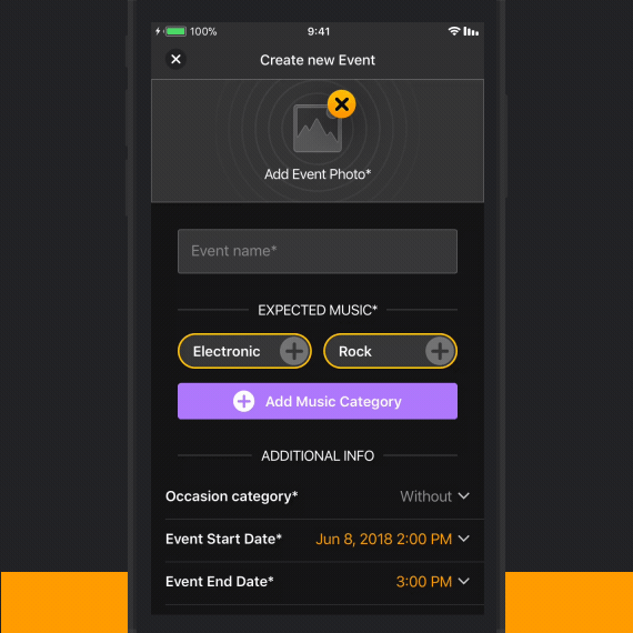 Create an event screen in the Pocket Promoter app