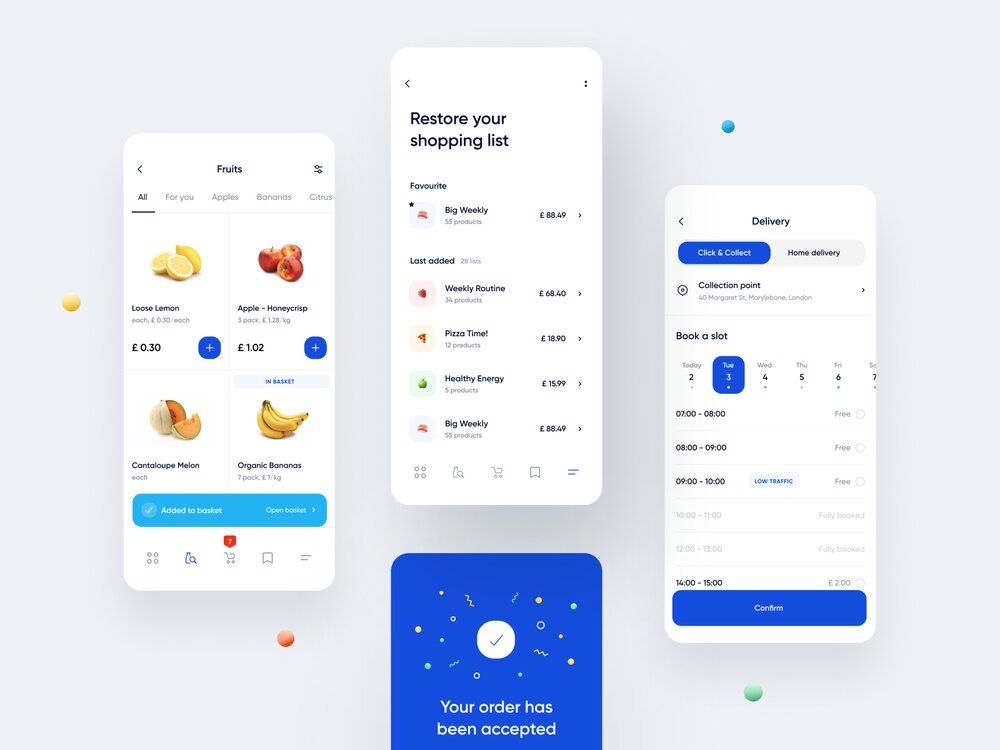 Think about adding features for in-store shopping experience during e-Commerce app development (*image by [Dawid Pietrasiak](https://dribbble.com/dawidpietrasiak){ rel="nofollow" target="_blank" .default-md}*)
