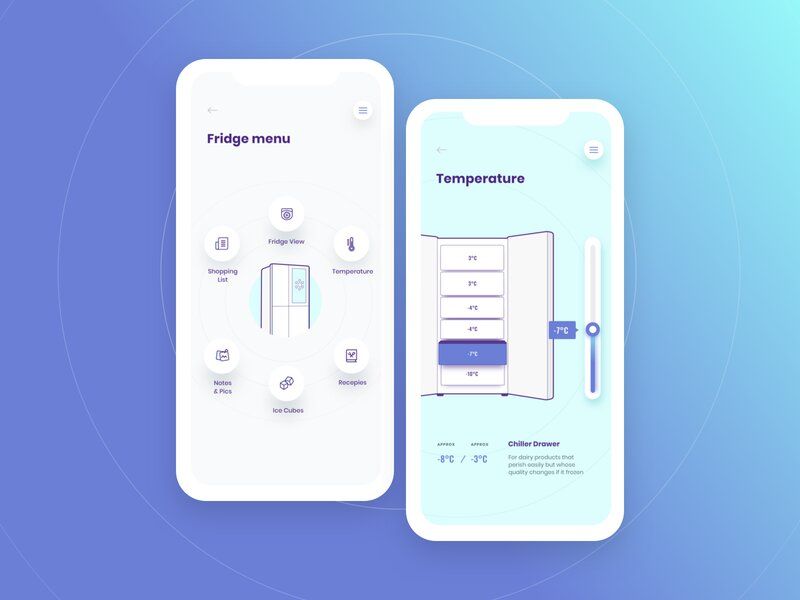 During IoT app development, take the fact that your mobile app should be consistent with IoT devices (*image by [Michał Rome](https://dribbble.com/Romee){ rel="nofollow" target="_blank" .default-md}*)