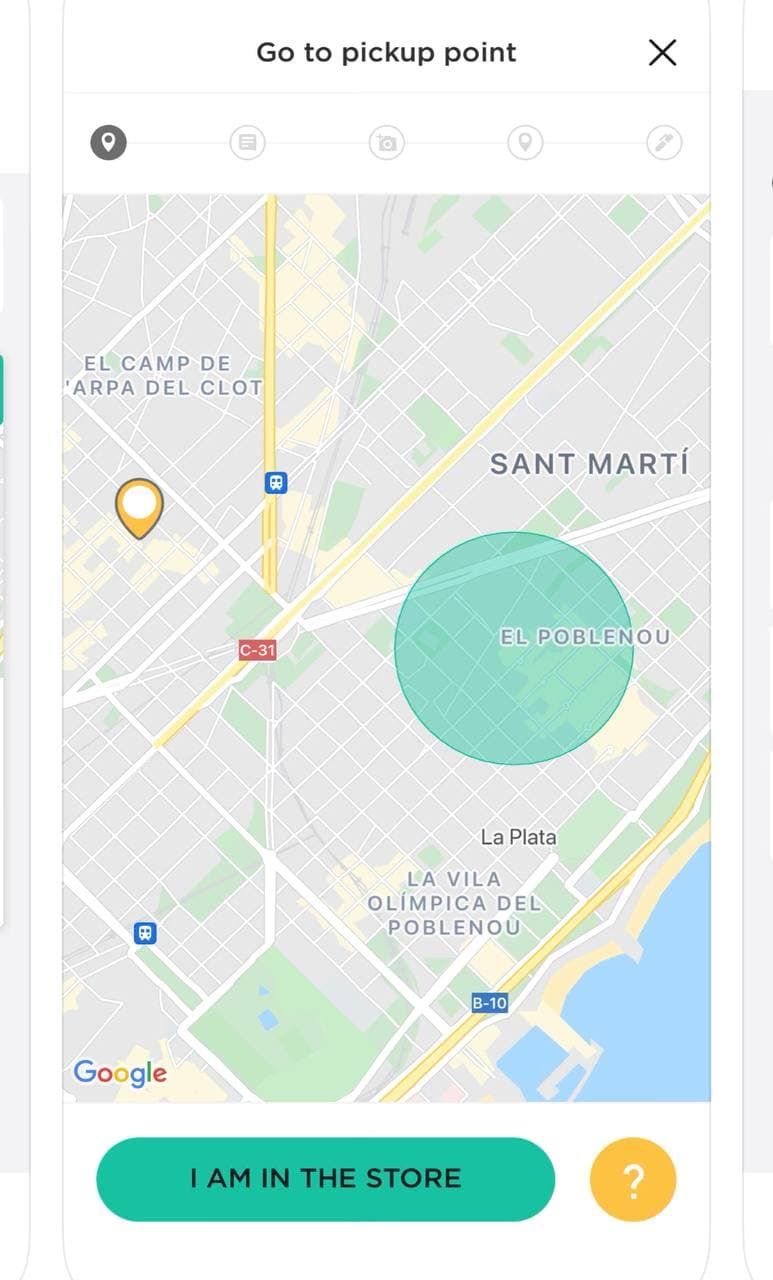 Food ordering apps for couriers should have navigational functionality (*image by [Glovo Couriers App](https://apps.apple.com/us/app/glovo-courier/id1451416371){ rel="nofollow" target="_blank" .default-md}*)