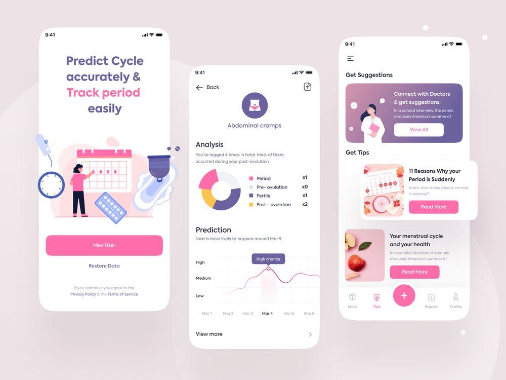 An example in women health tracking app development