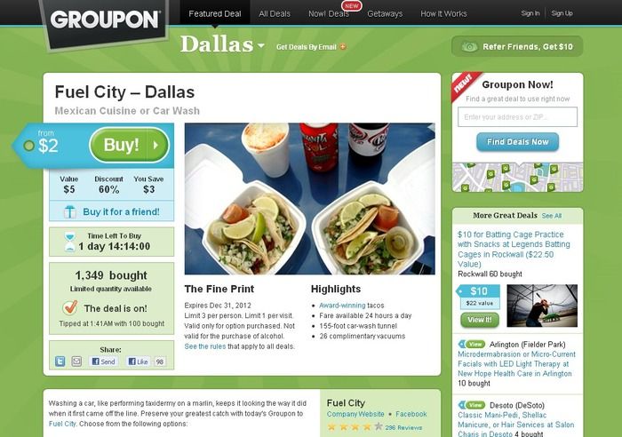 An advanced version of the Groupon website