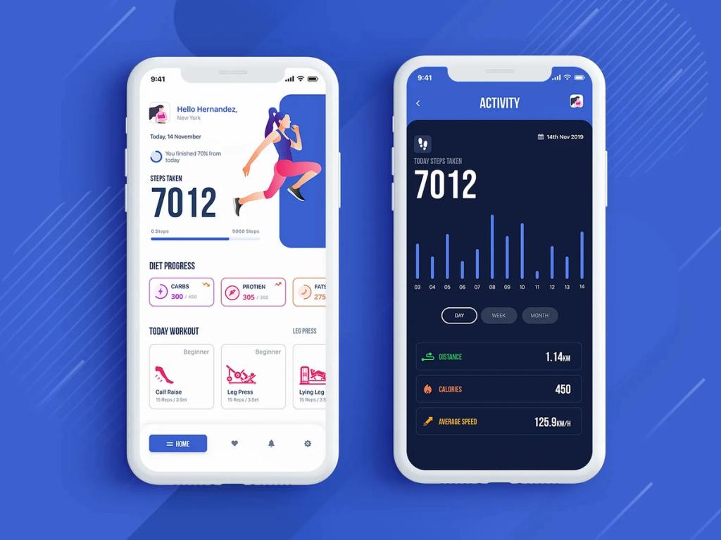 An example of key fitness app features