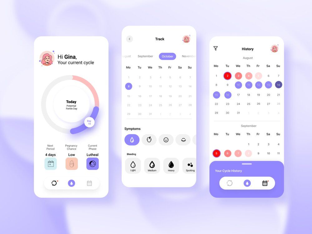 An example of a period and ovulation tracker app