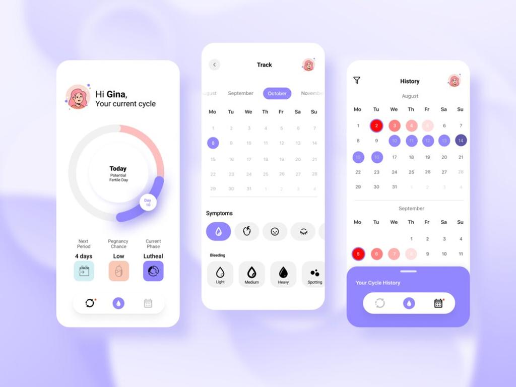 An example of a period and ovulation tracker app