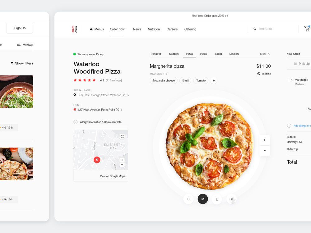 Dish Screen for a minimalistic and calm food delivery website design (*image by [Monty Hayton](https://dribbble.com/montyhayton){ rel="nofollow" target="_blank" .default-md}*)