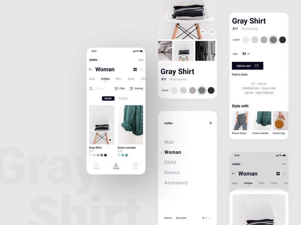 For shopping app development, you might need to add filtering &amp; searching systems, depending on the type of your app (*image by [Ivanna Spodyniuk](https://dribbble.com/ivanna_foxart){ rel="nofollow" target="_blank" .default-md}*)