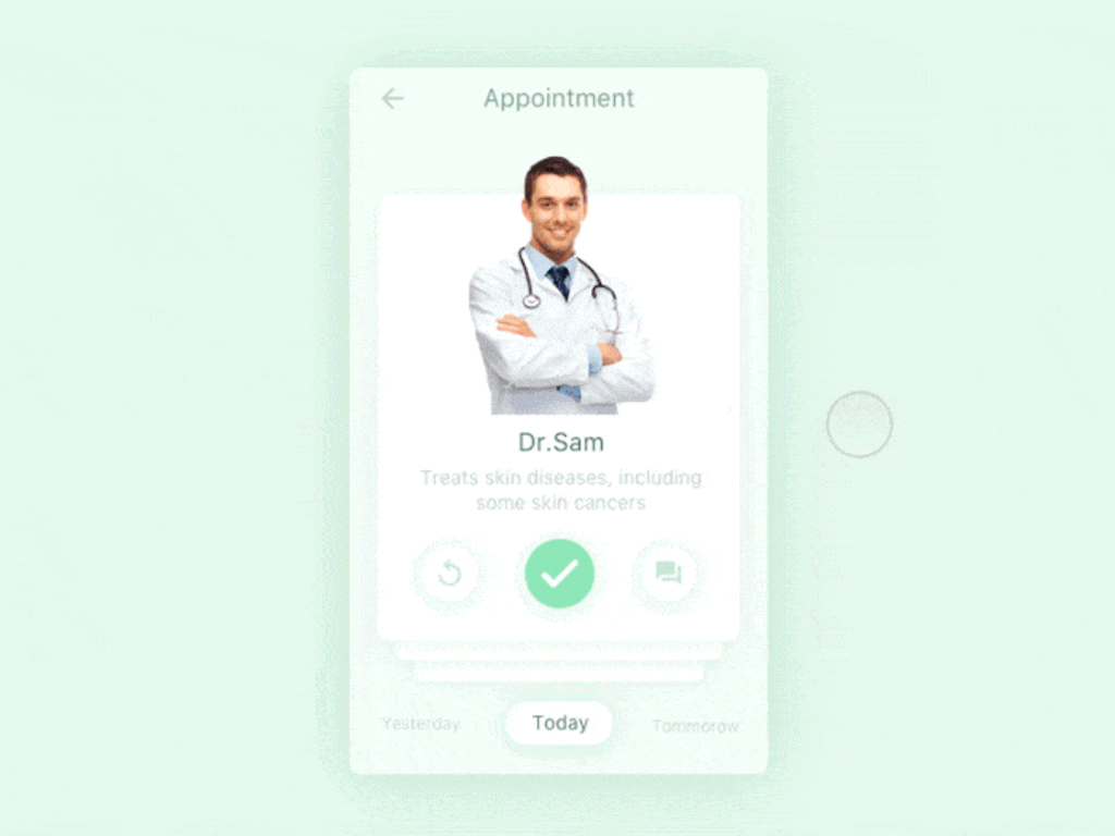 A built-in chat in a doctor appointment app