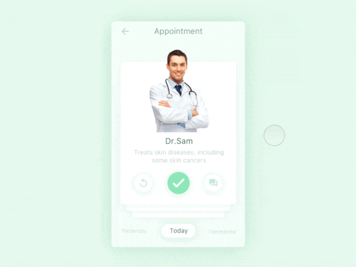 A built-in chat in a doctor appointment app