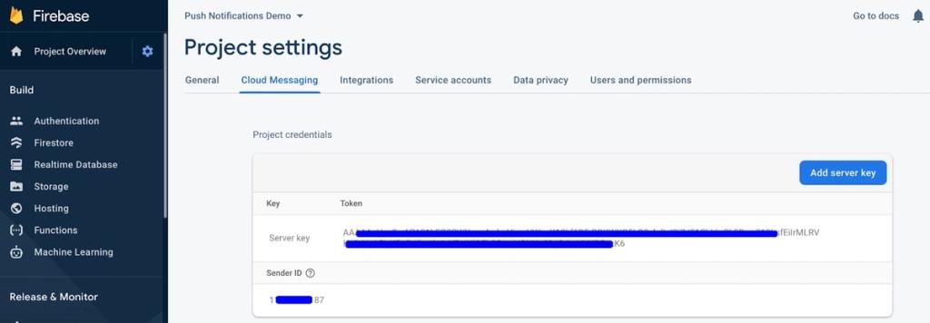 Firebase Server Key Obtaining