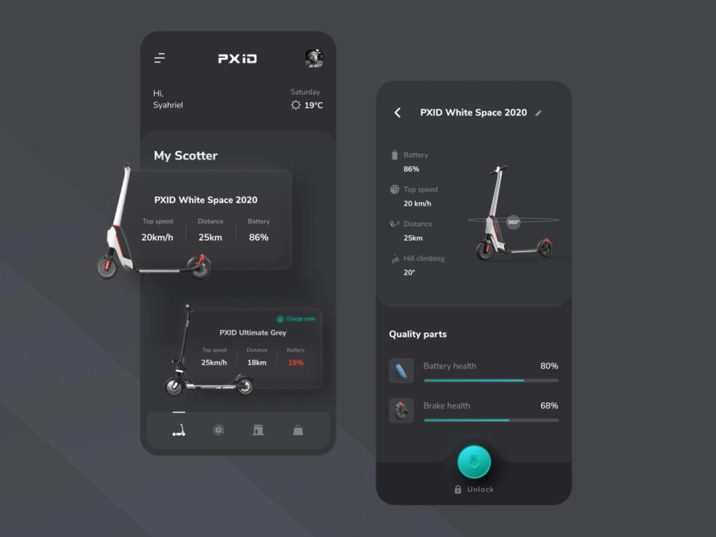 An example of an easy-to-use e-scooter companion app