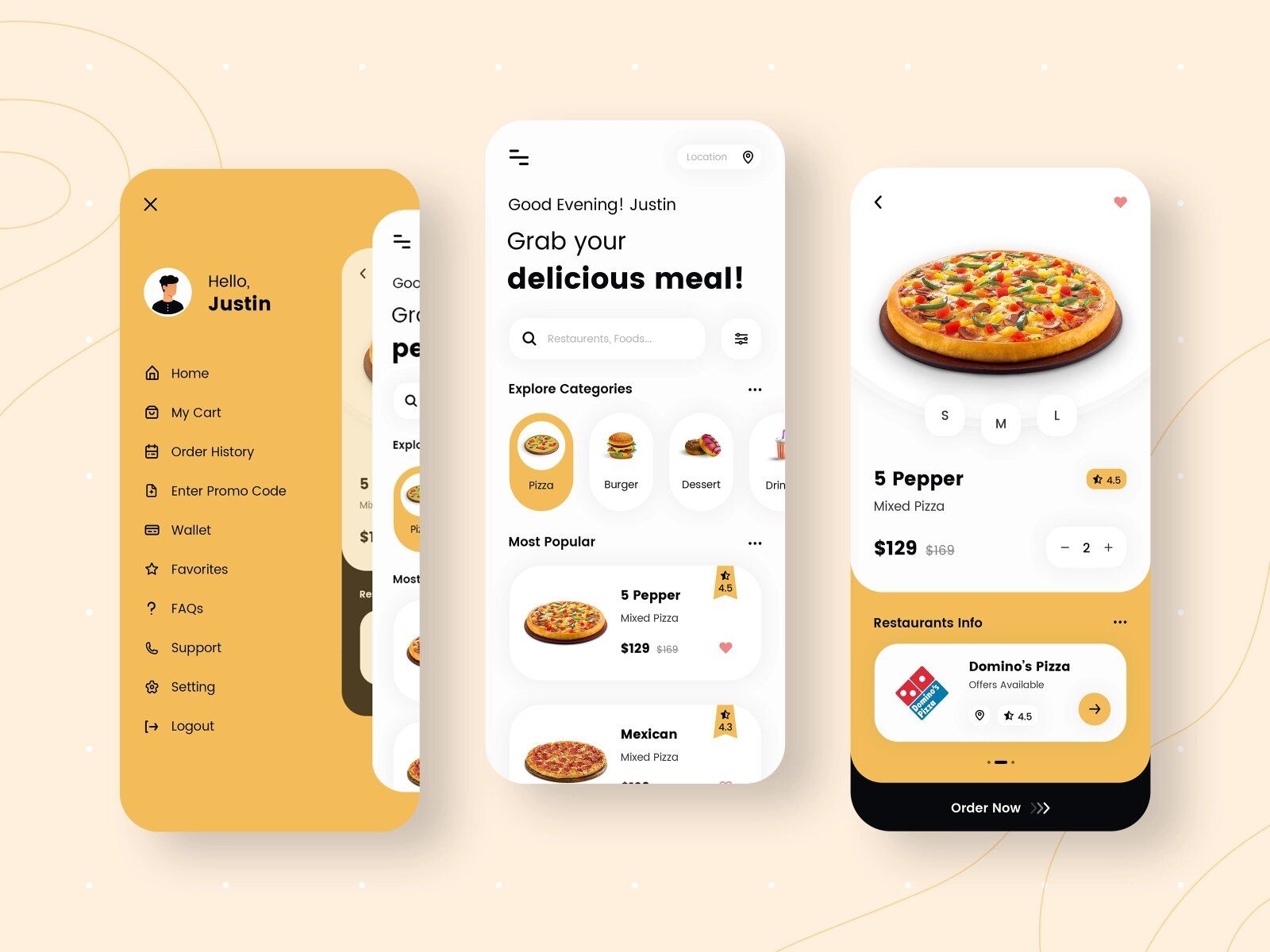 A food ordering app should have filtering functionality to make food search through an app easier for customers (*image by [CMARIX TechnoLabs](https://dribbble.com/CMARIXTechnoLabs){ rel="nofollow" target="_blank" .default-md}*)