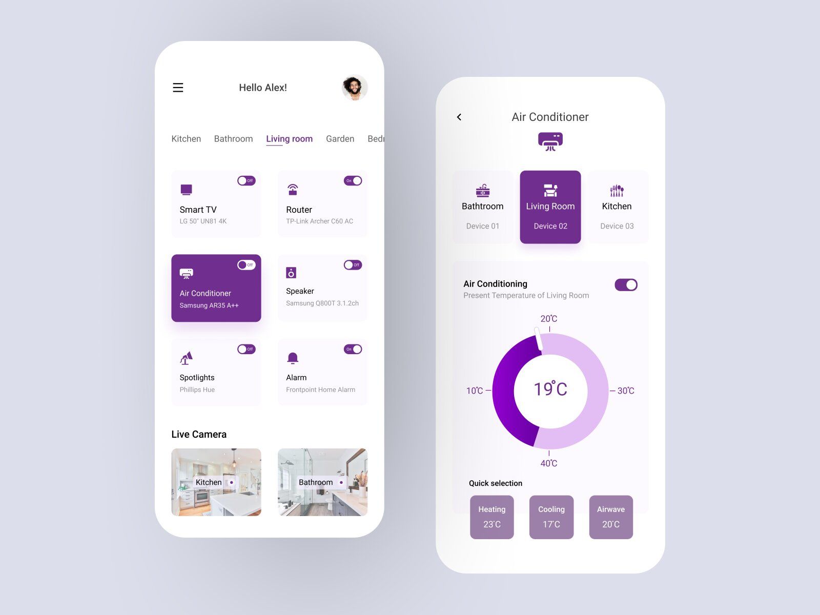 To develop a smart home app, you can visualize the data collected from devices (*image by [Caglar Cebeci](https://dribbble.com/CaglarCebeci){ rel="nofollow" target="_blank" .default-md}*)
