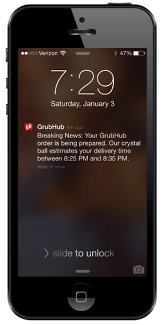 The example of a push notification