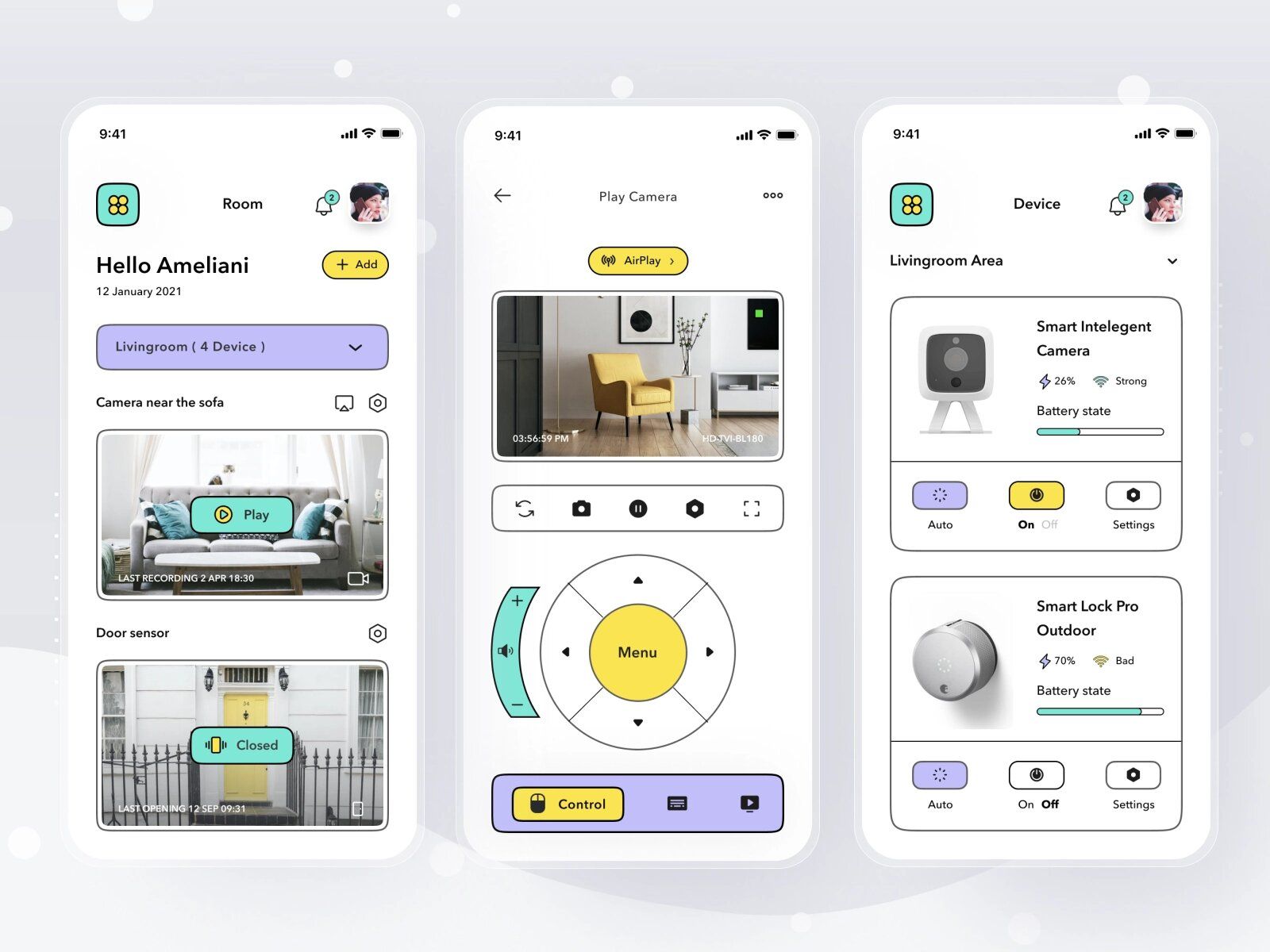 To develop a smart home automation system, you can build an IoT mobile application  (home automation apps specifically) and enable convenient smart devices control (*image by [Sulton handaya](https://dribbble.com/sultonhand){ rel="nofollow" target="_blank" .default-md}*)