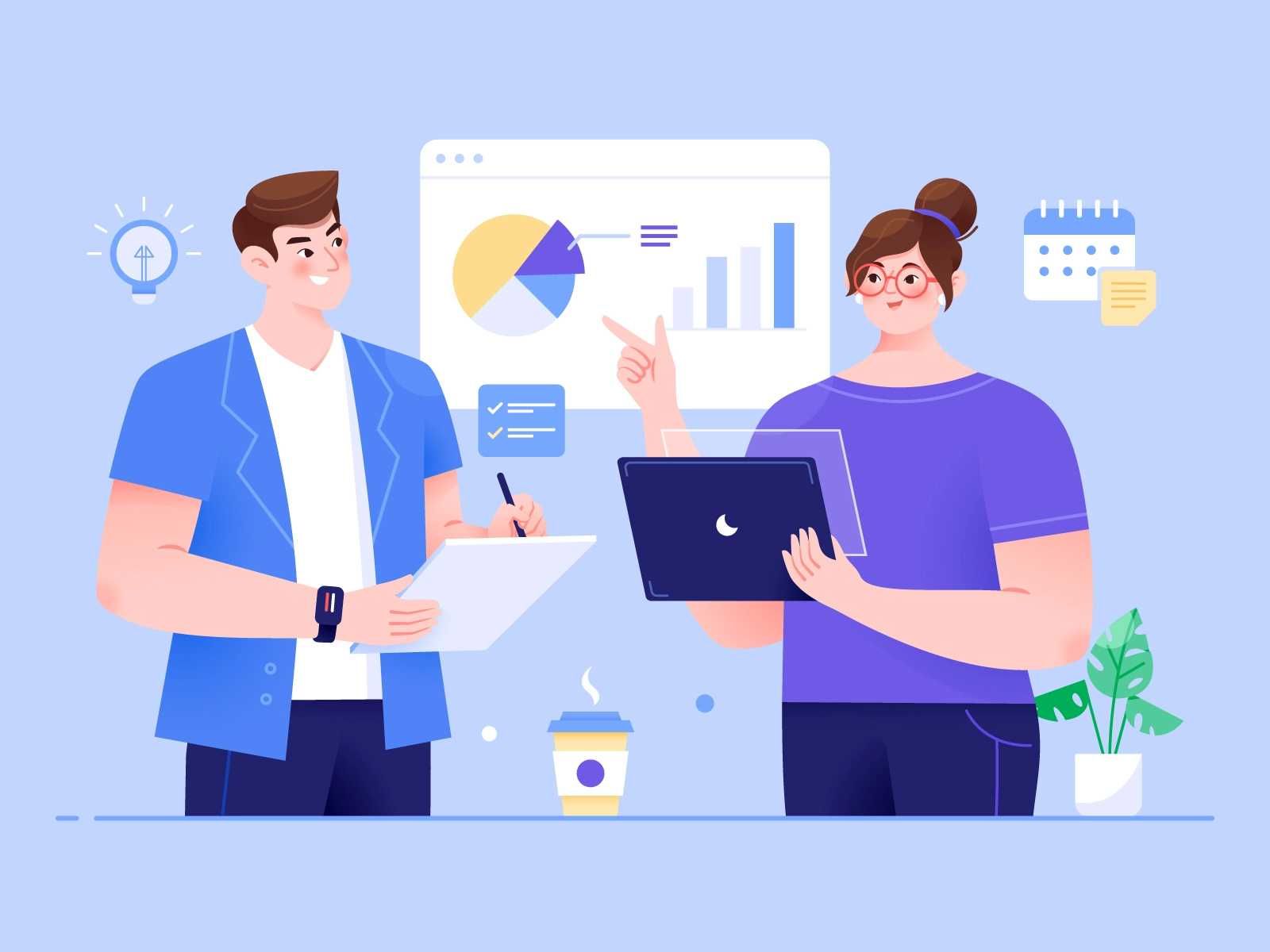 Your success depends not only on the pitch deck itself but also on how you manage to present it (*image by [Unini](https://dribbble.com/Unini){ rel="nofollow" target="_blank" .default-md}*)