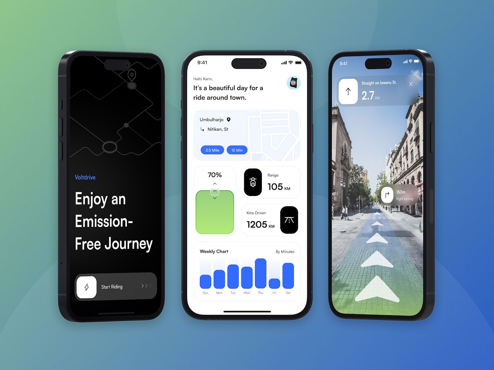 An example of an EV app that highlights zero emissions as its primary benefit