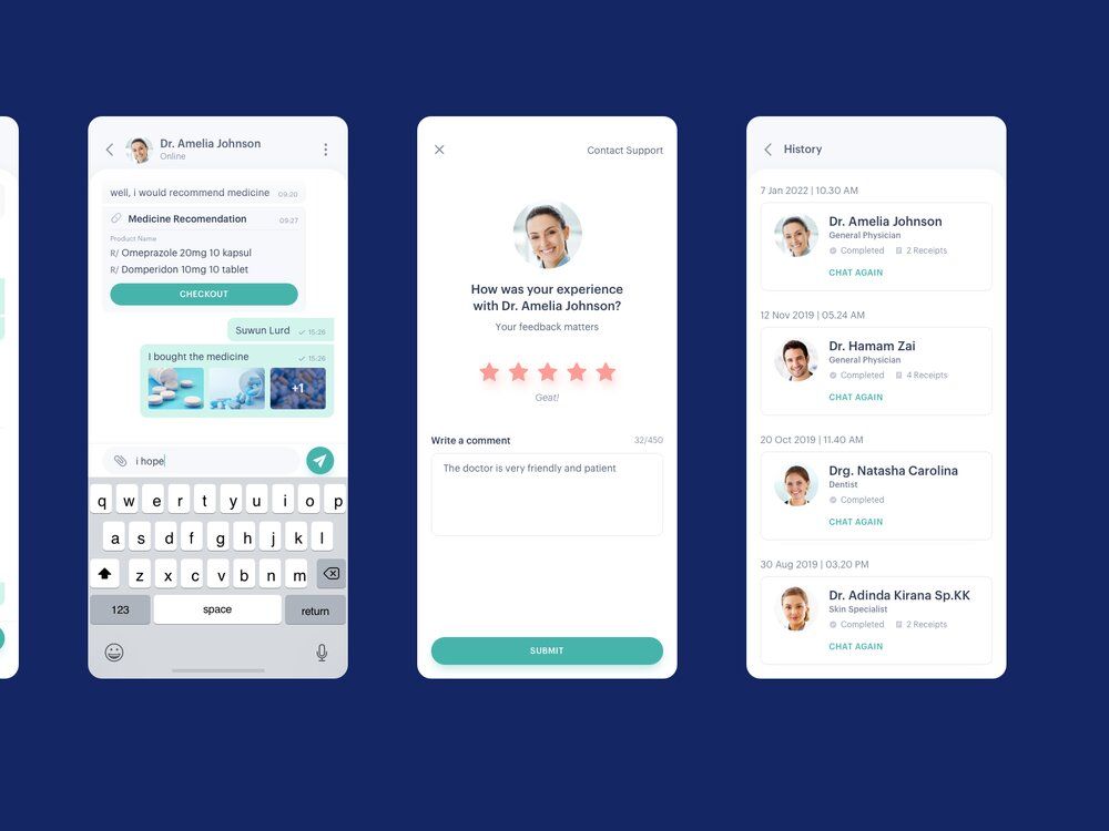 Think about adding a chat during healthcare application development (*image by [harman zai](https://dribbble.com/hamamzai){ rel="nofollow" target="_blank" .default-md}*)