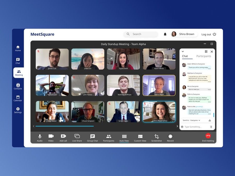Nowadays video conferencing is one of the top features of software for internal communication within an organization between each employee(*image by [Drishti Jain](https://dribbble.com/drishtijain1){ rel="nofollow" .default-md}*)