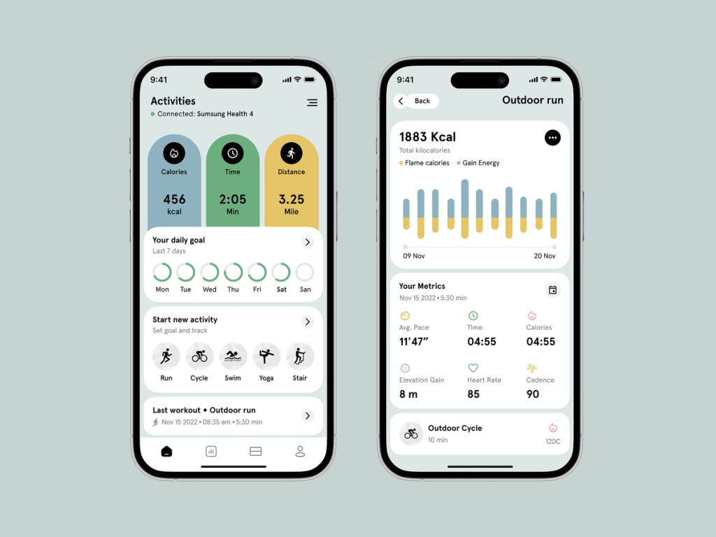 Activity tracking in a fitness app