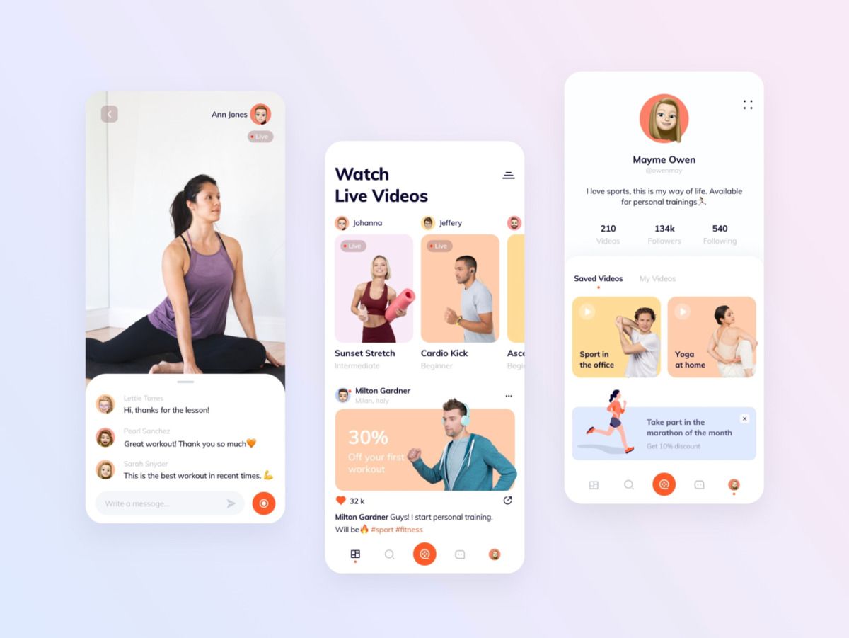 Live Workouts app example (*image by [Cleveroad](https://dribbble.com/cleveroad){ rel="nofollow" .default-md}*)