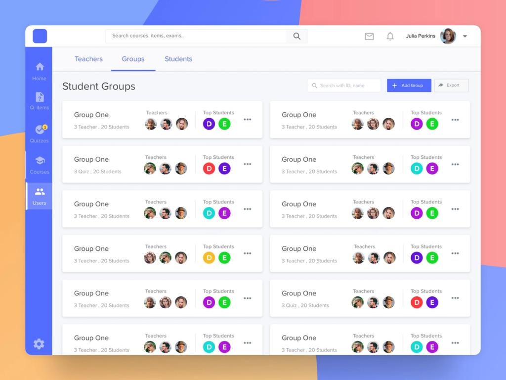 Participants list with assignments 