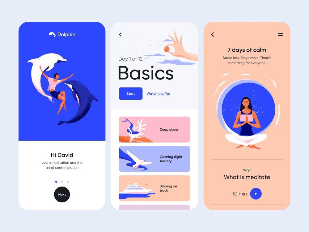 Basic “pack” in meditation app (*image by [Outcrowd](https://dribbble.com/outcrowd){ rel="nofollow" target="_blank" .default-md}*)