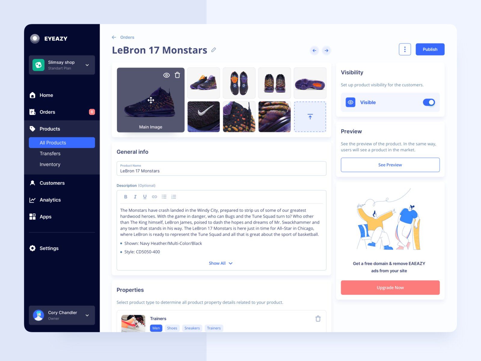 A great example of Product Screen to build an online marketplace (*image by [Liev Liakh](https://dribbble.com/Liev_Liakh){ rel="nofollow" target="_blank" .default-md}*)