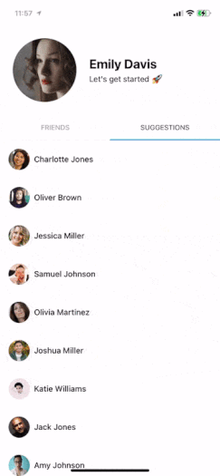 Animated tab header