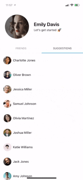 Animated tab header