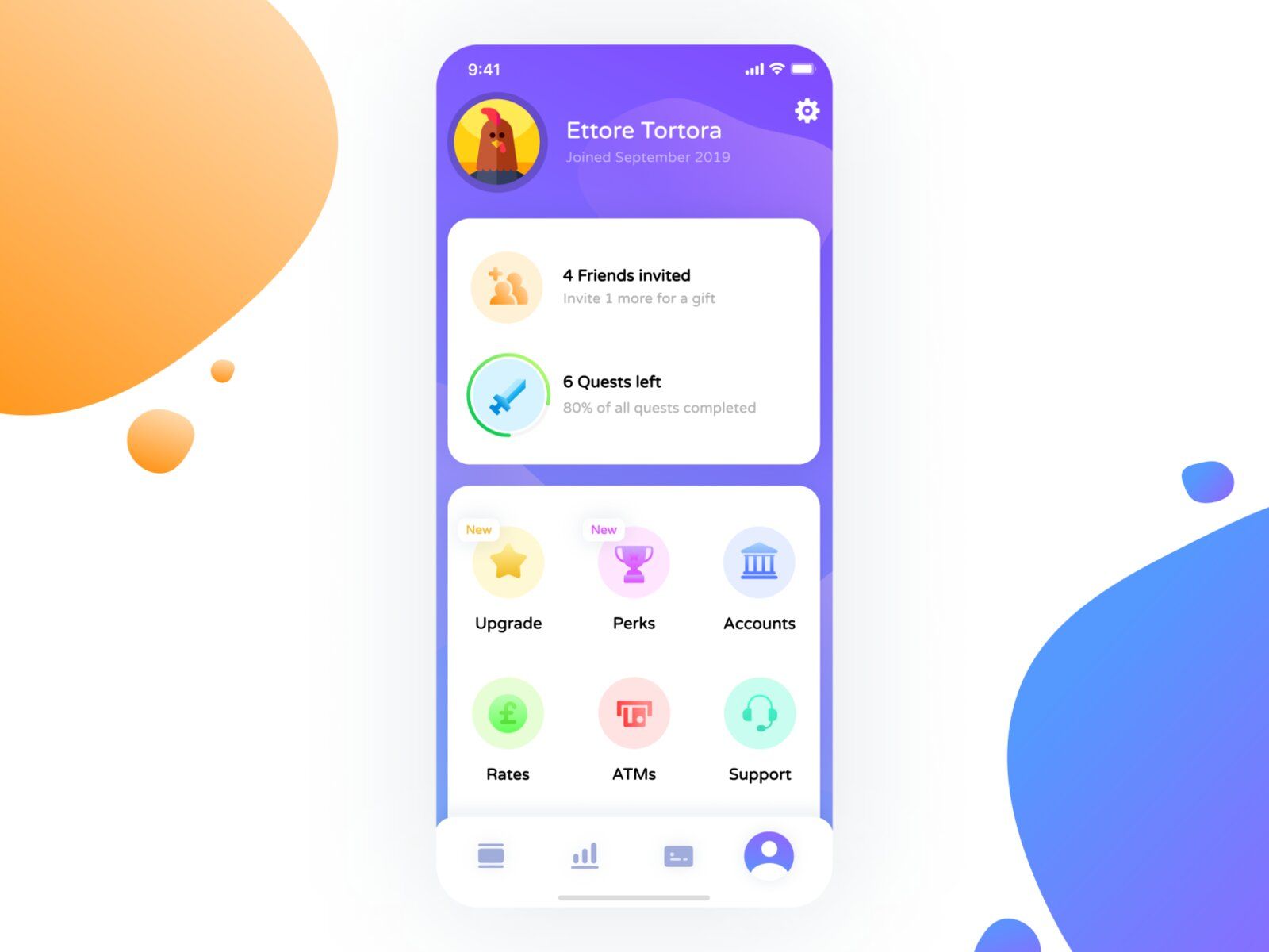 Mobile banking application development for financial institutions or any bank &amp; their services can be improved by such features (*by [Ettore Tortora](https://dribbble.com/ettore){ rel="nofollow" .default-md}*)