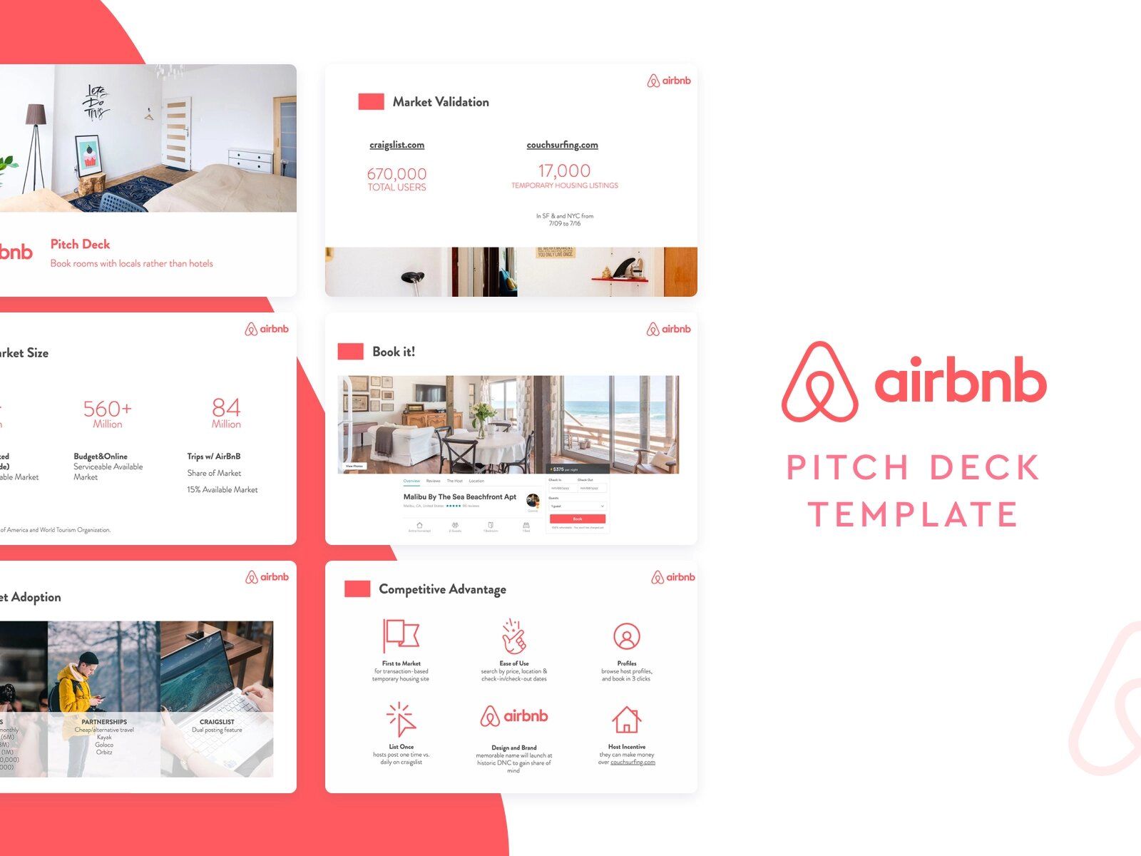 Go talking to investors when you already have something to demonstrate, like Airbnb did (*image by [Slidebean](https://dribbble.com/slidebean){ rel="nofollow" target="_blank" .default-md}*)