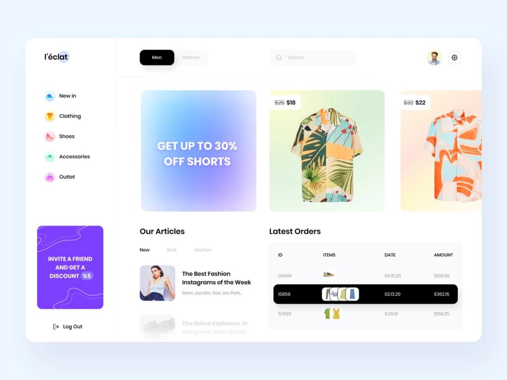 eCommerce website design where lists are placed well
