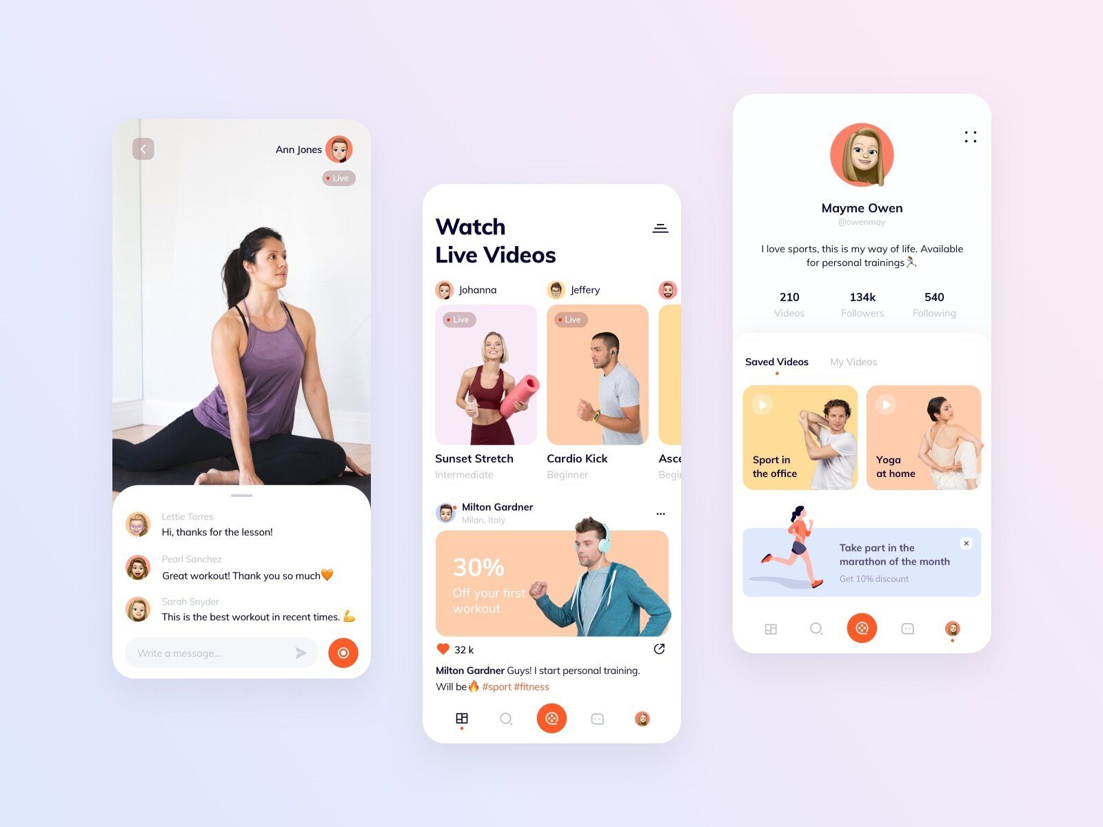 Live workouts in an app (*image by [Cleveroad](https://dribbble.com/cleveroad){ rel="nofollow" .default-md}*)