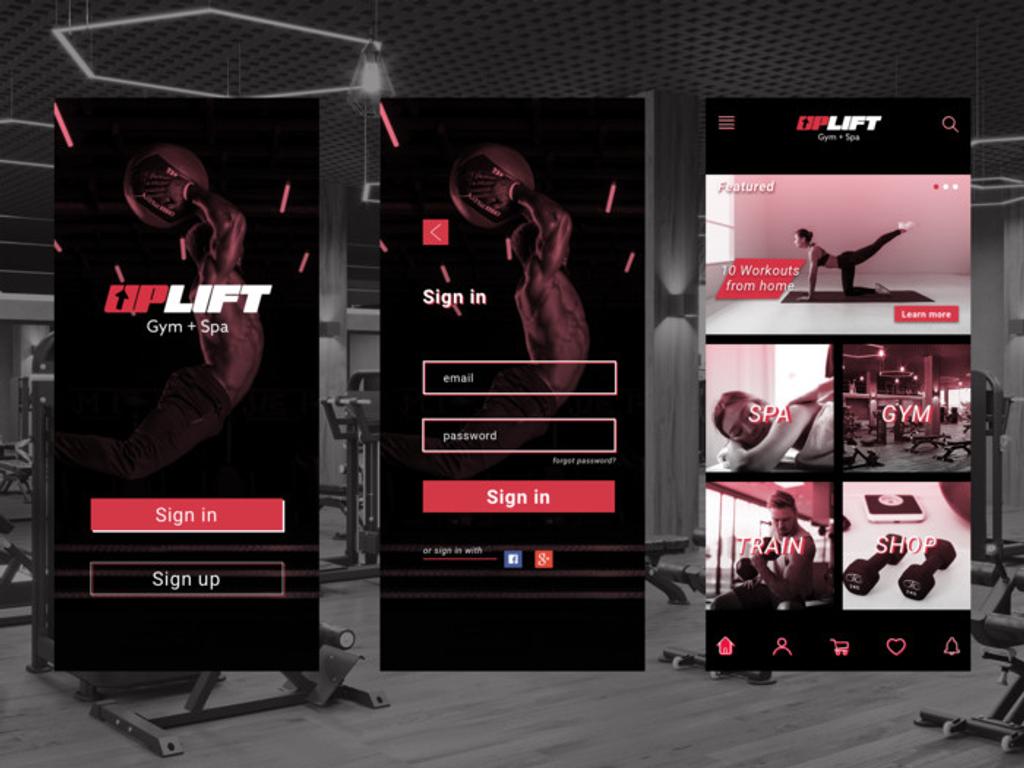 Gym Sign In / Sign Up Screen example