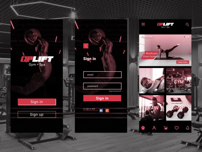 Gym Sign In / Sign Up Screen example (*image by [Robert Torres](https://dribbble.com/RobertTorres){ rel="nofollow" .default-md}*)