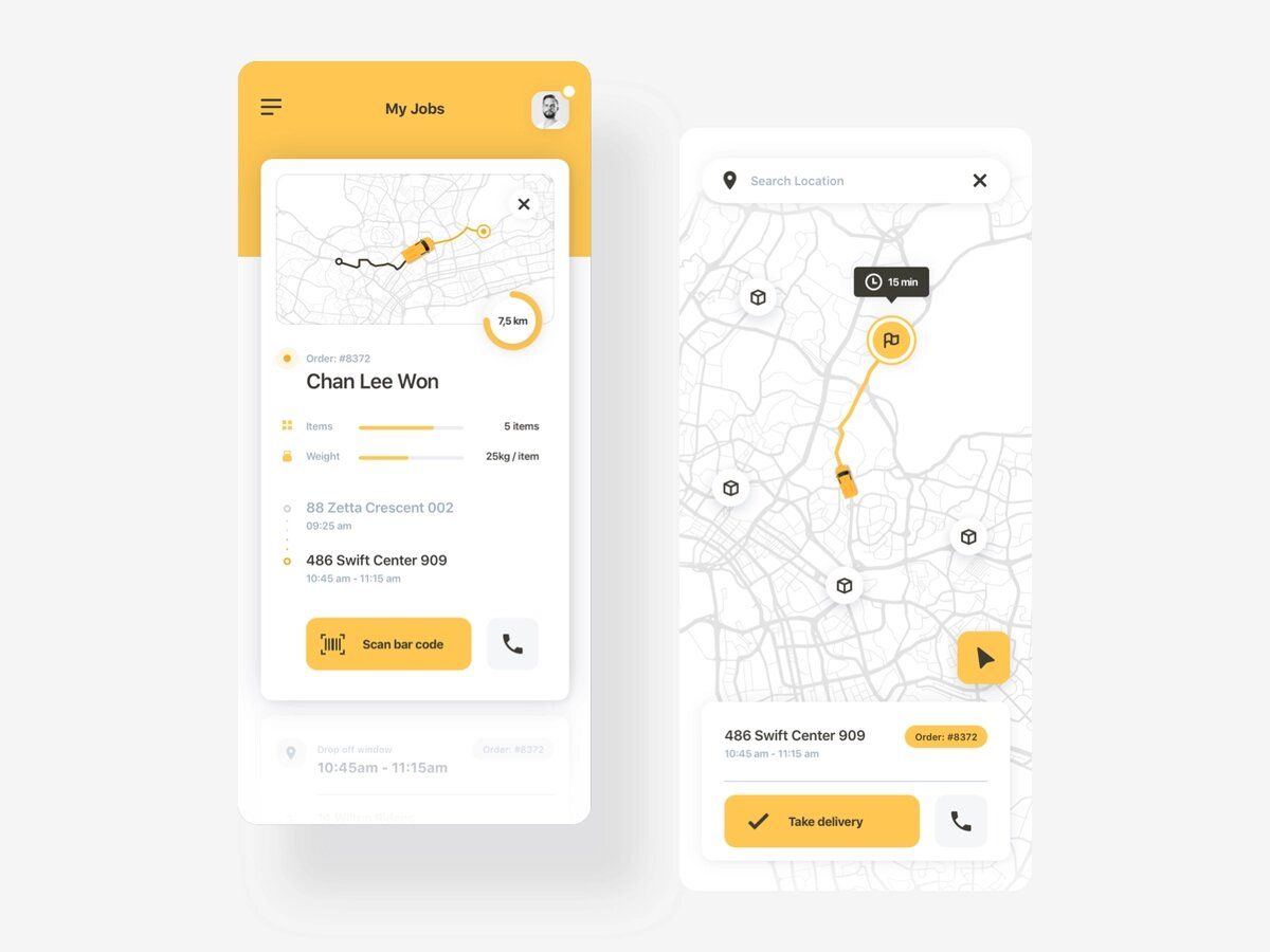 Example of an IoT application for transportation and logistics (*image by [Adam Balazy](https://dribbble.com/adambalazy){ rel="nofollow" target="_blank" .default-md}*)