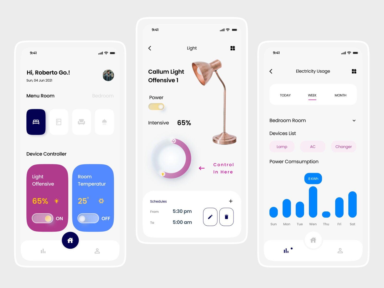 Smart home systems are a part of the IoT industry, which is why you sometimes can use tech stack for other IoT devices (*image by [Antareza Ghifary](https://dribbble.com/randomplayer){ rel="nofollow" target="_blank" .default-md}*)