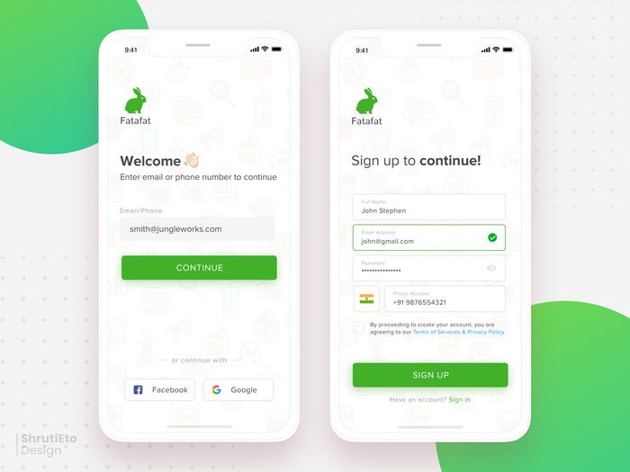 At the Sign Up stage ask only for the most important info (*image by [Shruti Gupta](https://dribbble.com/shrutiesto){ rel="nofollow" .default-md}*)