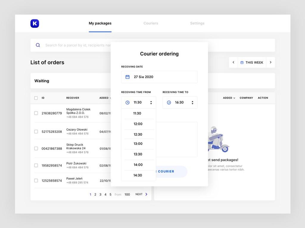To build an on-demand delivery app, think about adding a calendar into the app
